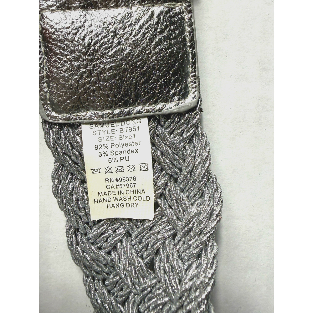 Samuel Dong Statement Belt Womens Sz 1 or S Silver & Gold Stretch Interlocking - Picture 6 of 8